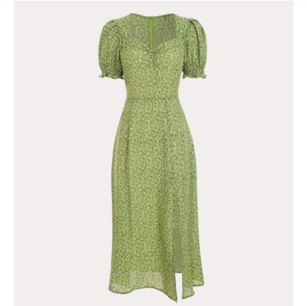 RIHOAS Green Floral Midi Dress